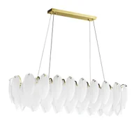 Lampy sufitowe - Dekoracyjna lampa wisząca nad wyspę PIUMA ST-6289-10C Step pióra mosiądz biały - miniaturka - grafika 1
