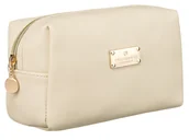 Kosmetyczki, organizery i kuferki - Beżowa klasyczna mała kosmetyczka damska na suwak PETERSON elegancki prezent organizer saszetka do torebki - miniaturka - grafika 1