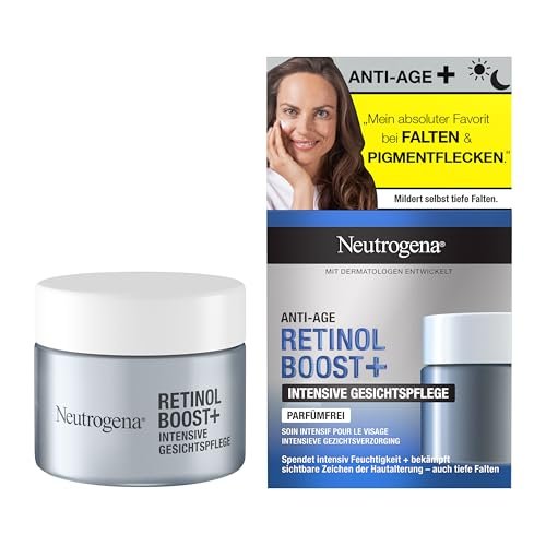Neutrogena Retinol Boost+ intensywna pielęgnacja twarzy (50 ml), bezzapachowy krem nawilżający i antystarzeniowy krem do twarzy dla gładszej, młodszej skóry