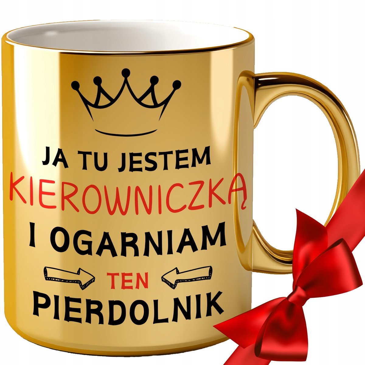 KUBEK DLA KIEROWNICZKI ZŁOTY DO KAWY BIURA URODZINY IMIENINY ŚMIESZNY 30 40