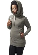 Bluzy damskie - Urban Classics Damska bluza z kapturem z długim logo, zielony (oliwka 176), XL - miniaturka - grafika 1