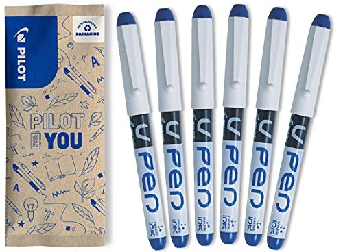 Pilot Pen PILOT V-Pen, długopis ze stalówką ze stali nierdzewnej w rozmiarze M, zestaw 6 sztuk (niebieski), niebieski, zestaw 6 sztuk