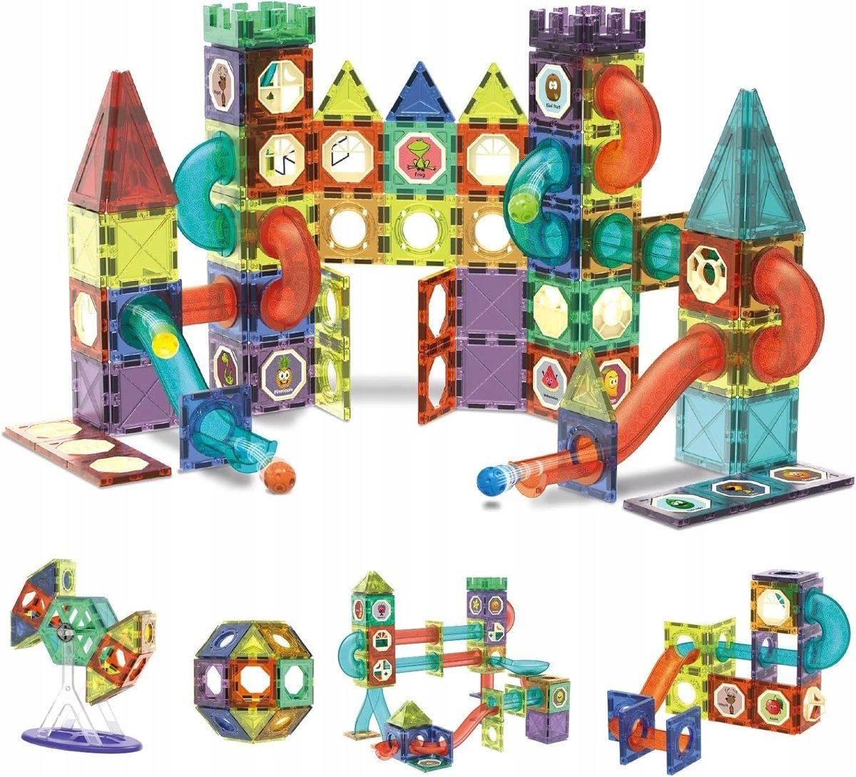 KLOCKI MAGNETYCZNE KONSTRUKCYJNE ŚWIECĄCY TOR 3D MAGNETIC EDUKACYJNE 110 EL