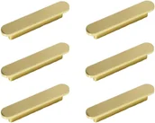Zawiasy, okucia i inne akcesoria - Komplet 6 złotych uchwytów do szafek kuchennych, szczotkowany mosiądz, rozstaw osi 128 mm, uchwyty do szafek, uchwyty meblowe. - miniaturka - grafika 1