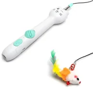 Zabawki dla kotów - Wędka dla kota interaktywna zabawka z laserem wabik z naturalnych piór - miniaturka - grafika 1