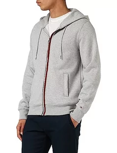 Tommy Hilfiger Męska bluza z kapturem z zamkiem błyskawicznym w paski, jasnoszara wrzosowa, S, jasnoszary wrzos, S - Bluzy męskie - miniaturka - grafika 1