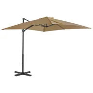 Parasole ogrodowe - vidaXL Parasol wiszący z aluminiowym słupkiem, 250x250 cm, taupe - miniaturka - grafika 1