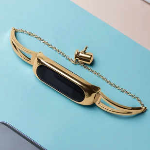 Zamienna metalowa opaska bransoleta łańcuszek pasek do Xiaomi Mi Band 6 / 5 / 4 / 3 złoty - Etui i futerały do telefonów - miniaturka - grafika 6