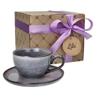 Filiżanki - Filiżanka porcelanowa ze spodkiem + pudełko prezentowe 215 ml Lile Gravis P31900 - miniaturka - grafika 1