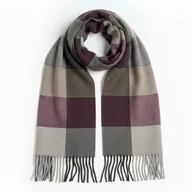 Apaszki i szaliki męskie - Szalik Męski beżowy bordowy szal kaszmirowy w kratkę premium Akademia Stylu - miniaturka - grafika 1
