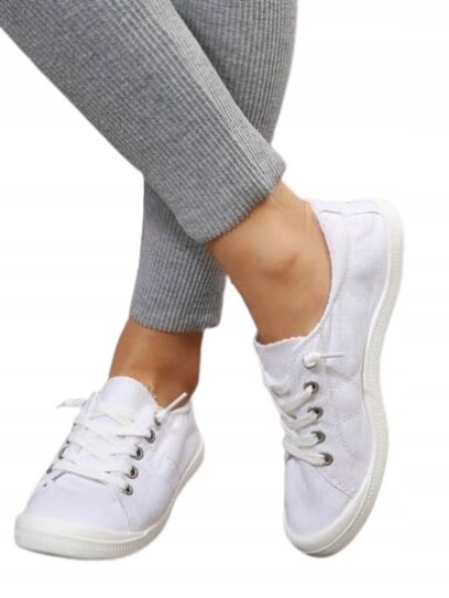 SHEIN BIAŁE TRAMPKI DAMSKIE TEKSTYLNE SZNUROWANE NISKIE 39 11EC