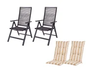 Fotele i krzesła ogrodowe - LIVARNO home Zestaw 2 aluminiowych foteli ogrodowych Miami z siedziskiem i oparciem z plecionki z 2 poduszkami na krzesło - miniaturka - grafika 1