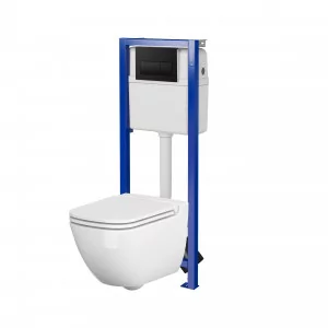 CERSANIT S701-742 Zestaw podtynkowy CASPIA miska 54cm + deska + stelaż + przycisk CZARNY MAT - Stelaże i zestawy podtynkowe do WC - miniaturka - grafika 1