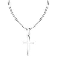 Bransoletki - Srebrny krzyżyk gładki z łańcuszkiem PANCERKA sreb - miniaturka - grafika 1