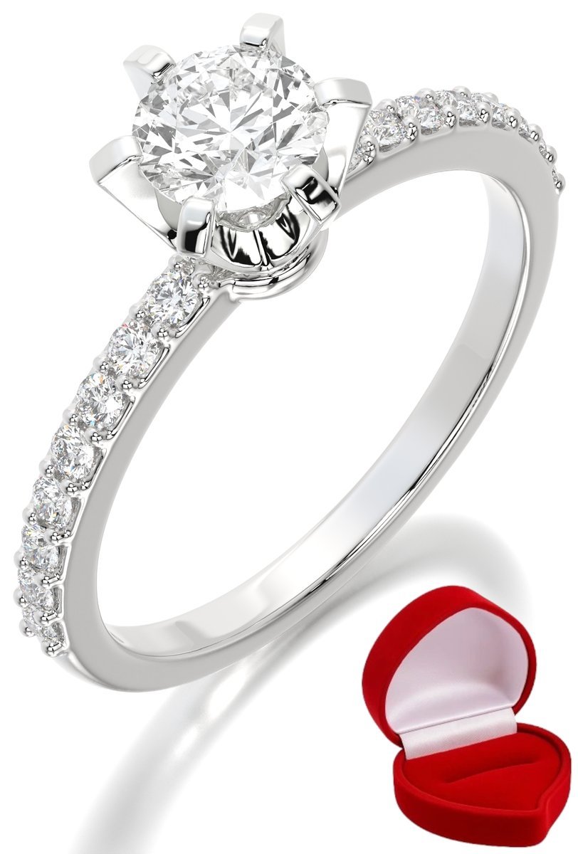 ZŁOTY PIERŚCIONEK ZARĘCZYNOWY 585 14k SZAFIR 0,50 ct BIAŁE ZŁOTO R12