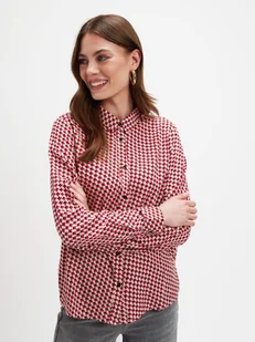 Koszula z czerwonym geometrycznym wzorem - Koszule damskie - miniaturka - grafika 1