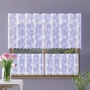 Zazdrostka żakardowa metrażowa Jurema wys. 80cm biała A124 - 80 cm - Firany - miniaturka - grafika 1