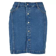Spódnice - Urban Classics Damska spódnica dżinsowa z organicznym stretchem na guziki, dostępna w wielu różnych kolorach, rozmiary 26-36, Clearblue Washed, 36 - miniaturka - grafika 1