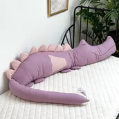 Ochraniacze do łóżeczka - Smokozaur bawełniany wrzos + róż pudrowy - miniaturka - grafika 1