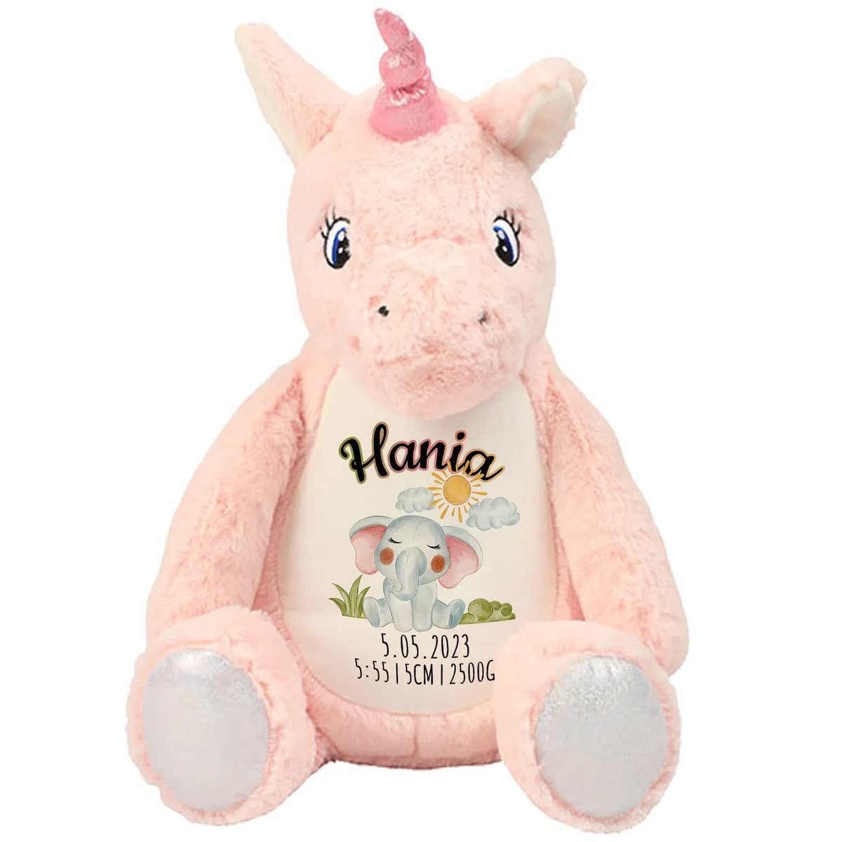 Maskotka Przytulanka Jednorożec Metryka IMIĘ Wzory