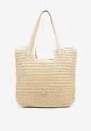 Torebki damskie - Beżowa Torebka Typu Shopperka z Plecionki Feliswela - miniaturka - grafika 1