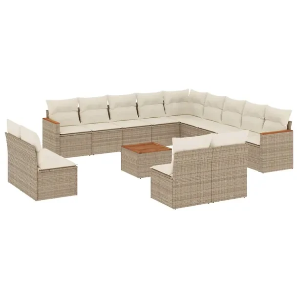 Zestaw mebli ogrodowych modułowych beżowy rattan PE, 62 x 62 x 69 cm