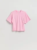 Koszulki i topy damskie - Reserved - Taliowany t-shirt - różowy - miniaturka - grafika 1