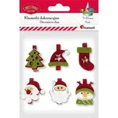 Decoupage - Titanum Klamerki drewniane z dekorem czerwone 6 szt. - miniaturka - grafika 1