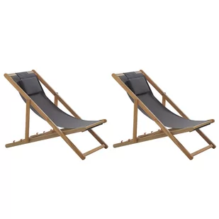 Zestaw 2 leżaków ogrodowych i 2 wymiennych tkanin (różne warianty) jasne drewno AVELLINO - Leżaki ogrodowe - miniaturka - grafika 1