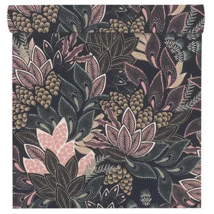 Tapeta botaniczna brązowo-różowa winylowa na flizelinie - Tapety - miniaturka - grafika 1