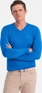 Ombre Clothing Klasyczny sweter męski Launcebuz niebieski M - Swetry męskie - miniaturka - grafika 1