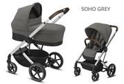 Wózki dziecięce - CYBEX BALIOS S LUX SILVER FRAME 2w1 Soho Grey - miniaturka - grafika 1