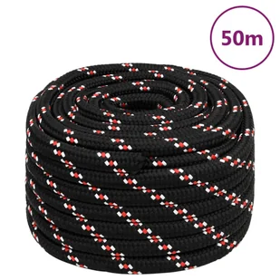 vidaXL Linka żeglarska, czarna, 20 mm, 50 m, polipropylen - Żeglarstwo - miniaturka - grafika 1