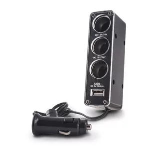 Forever Adapter samoch. 3 gniazda 1xUSB z kablem - Adaptery i przejściówki - miniaturka - grafika 1