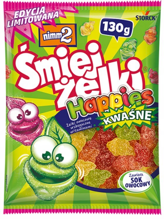 NIMM2 ŚMIEJŻELKI HAPPIES KWAŚNE OWOCOWE 130g