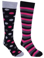 Skarpetki damskie - 2 x Podkolanówki w paski i grochy - miniaturka - grafika 1