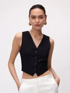 Moda i Uroda OUTLET - Reserved - Garniturowa kamizelka z wiązaniem - czarny - miniaturka - grafika 1