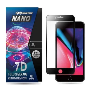 Crong 7D Nano Flexible Glass - Szkło hybrydowe 9H na cały ekran iPhone 8 Plus / 7 Plus (Black) - Szkła hartowane na telefon - miniaturka - grafika 1