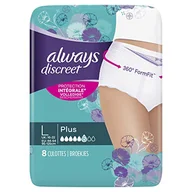 Moda i Uroda OUTLET - Always Discreet majtki na nietrzymanie moczu plus pakiet miesięczny w przypadku słabego pęcherza, rozmiar L, 32 majtki (4 opakowania x 8 sztuk) - miniaturka - grafika 1