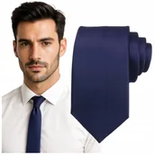 Krawaty i muchy męskie - Krawat męski klasyczny - granatowy - miniaturka - grafika 1
