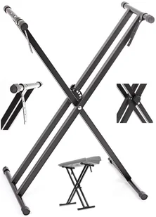 STATYW KLAWISZOWY STOJAK POD KEYBOARD ORGANY PODWÓJNY + PASKI - Akcesoria do instrumentów klawiszowych - miniaturka - grafika 1