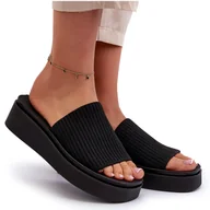 Klapki i japonki damskie - Klapki Damskie Na Platformie Sergio Leone SK083H Czarne - miniaturka - grafika 1