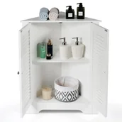 Szafki łazienkowe - Szafka narożna, mebel do przechowywania 63 x 32 x 81,5 cm, biały - miniaturka - grafika 1