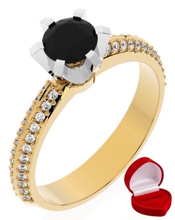 ZŁOTY PIERŚCIONEK ZARĘCZYNOWY 585 14k CZARNY BRYLANT 0,50 ct R10