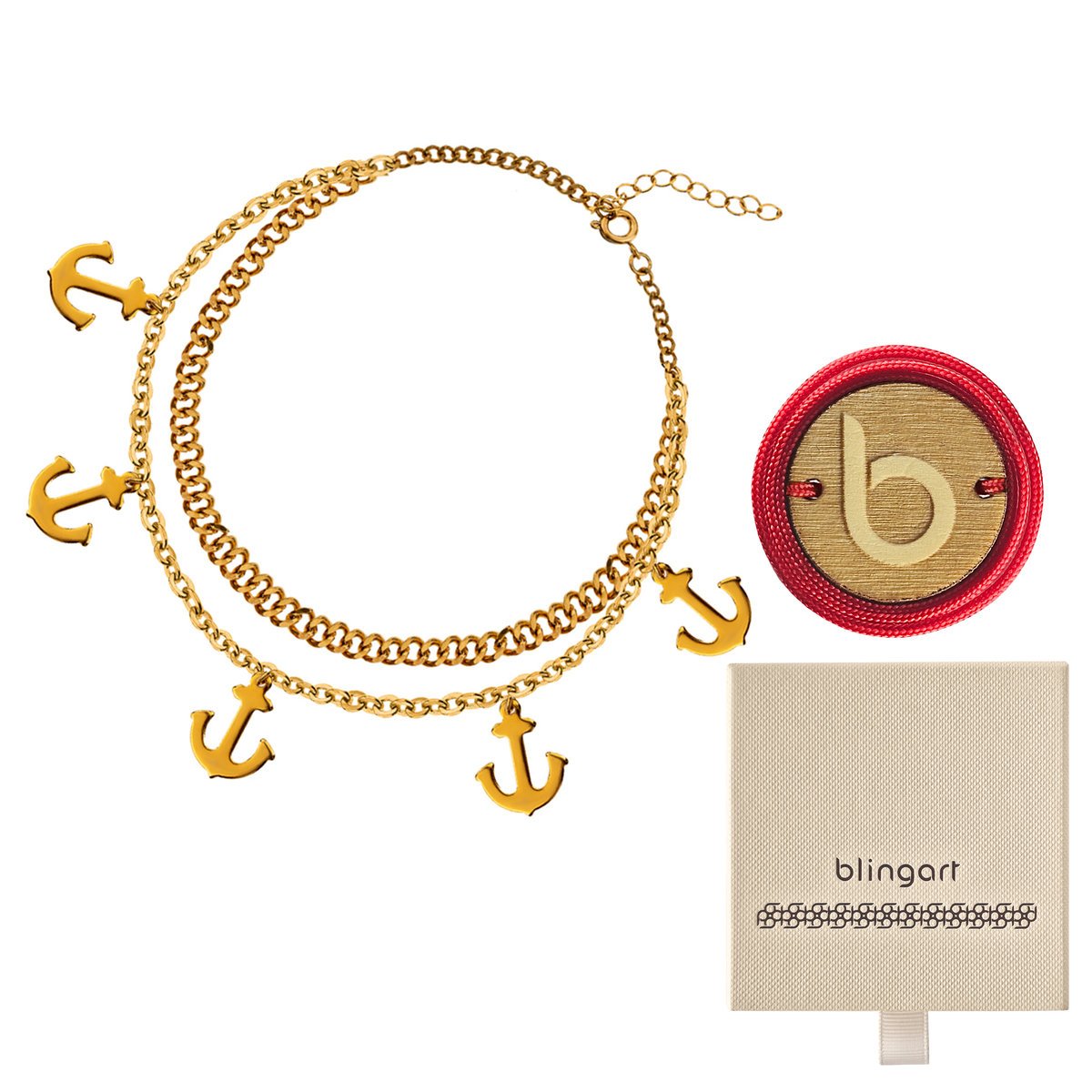 Bransoletka na nogę kostkę kotwica stal chirurgiczna srebrna BLINGART