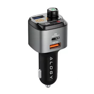 Transmiter samochodowy FM Alogy Ładowarka USB QC 3.0 + USB-C PD Bluetooth odtwarzacz MP3 - Pozostałe akcesoria do telefonów - miniaturka - grafika 2