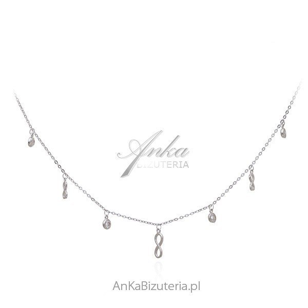 ankabizuteria.pl Srebrny naszyjnik z nieskończonościami i cyrkoniami