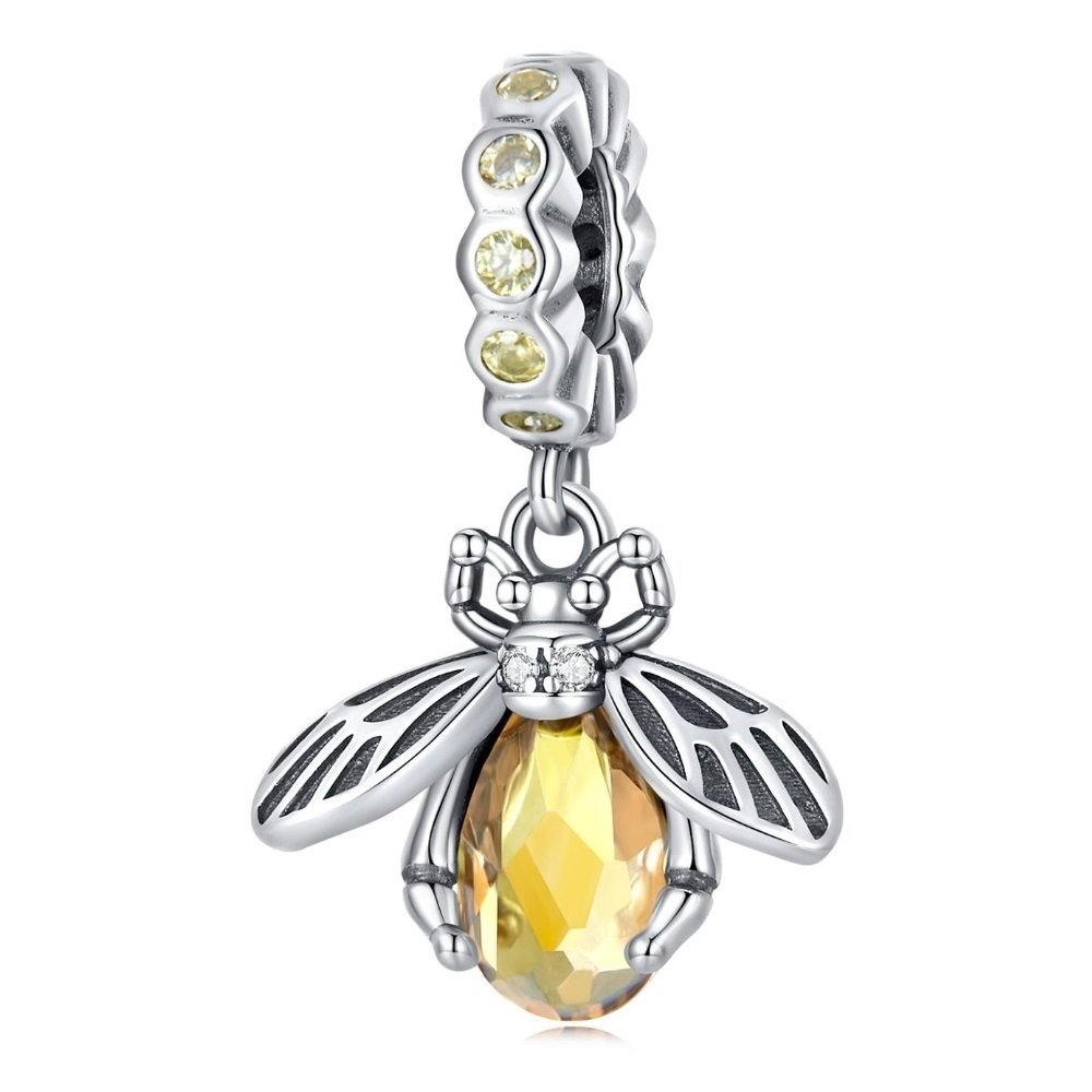 Zawieszka Charms SREBRO 925 Koralik Złota Pszczoła