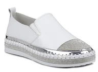 Półbuty damskie - Buty damskie sneakersy białe na platformie wsuwane skórzane S.Barski 370-41 - miniaturka - grafika 1