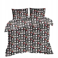 Pościel - pościel z bawełny płaskiej 160x220 + 2 poszewki B 90 serca zaw szaro czerw - miniaturka - grafika 1